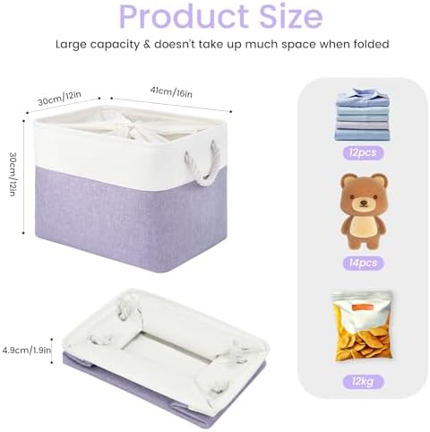 16x12x12 In Foldable Fabric Large Storage Bins with Handle 3 Pack