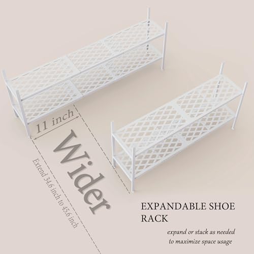 Shoe Rack, 45.6" Expandable Shoe Storage Organizer for Closet - Stackable