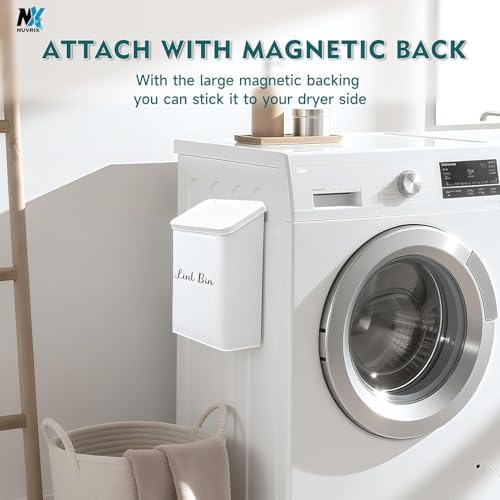 Magnetic Lint Bin for Laundry Room, Dryer lint bin Shiny White