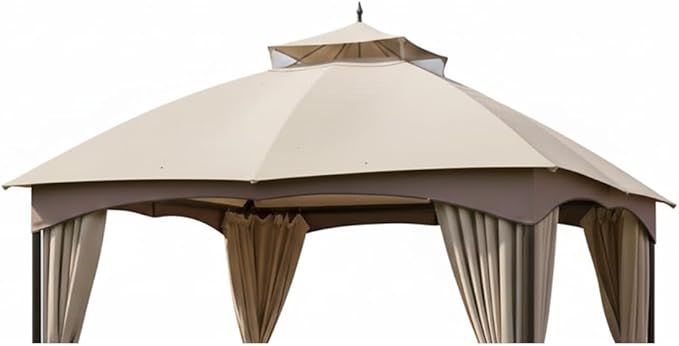 Garden Winds Reinforced RipLock 350 Replacement Canopy Top Cover Compatible with Turnberry 10' x 12' Gazebo Models L-GZ933PCO-L, A101004500 – Beige