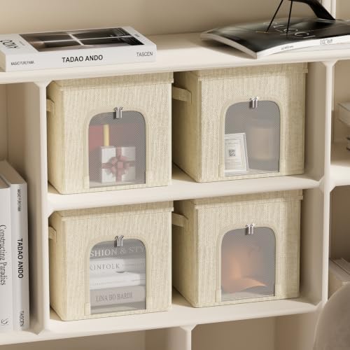 FHSQX 3 Packs Fabric Collapsible Storage Bins with Lids