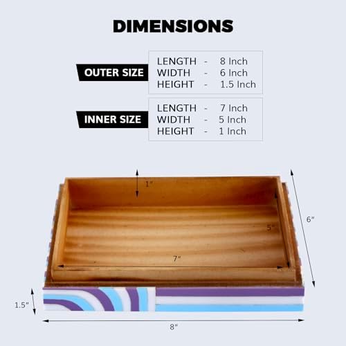 Handicrafts Home Large Decorative Storage Box with Lid– 8x6x1.5” Coffee Table Organizer, Keepsake-Decorative Boxes for Home Decor, Stylish Decorative Box for Office Décor-Carnaby Hip