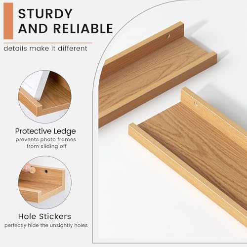 FLYJOE Floating Picture Ledge Shelves for Wall Set of 4, 48 Inch Wall Shelves with Lip Long Large Nursery Book Shelf for Toys Storage Kids Bookshelf Wall Mounted Living Room Bedroom Decor Frames