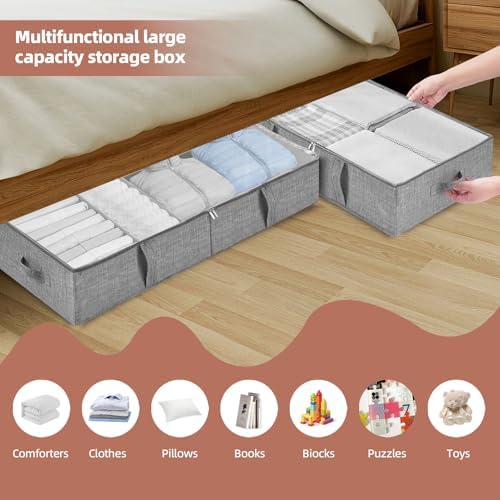 4-Pack Underbed Storage Containers with Clear PVC Lid(31.8×16×5.9in)