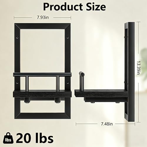Sbosbo Floating Shelves for Wall Plant Shelf Indoor Wall Mounted Shelves | Wall Planters for Indoor Floating Plant Shelves for Bedroom, Living Room, Kitchen, Office, Bathroom Decor (Black, 2 Pack)
