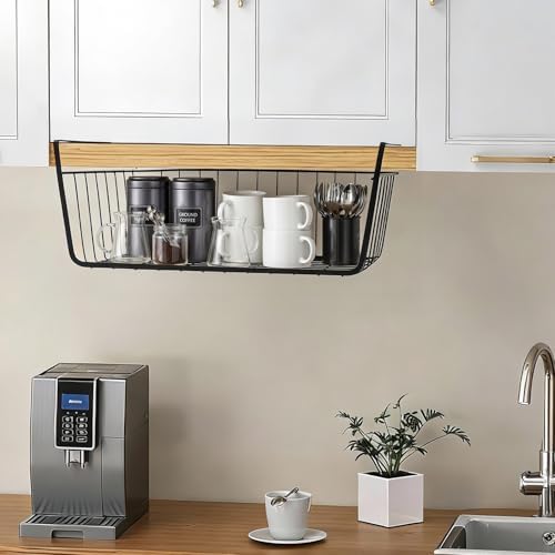 4Pcs Under Shelf Basket Metal Wire Under Cabinet Basket for Kitchen Pantry