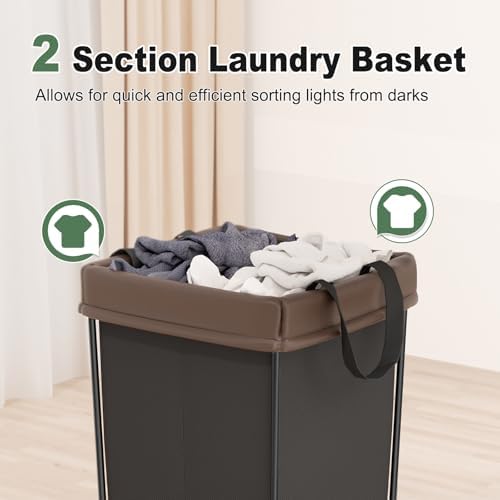 Rolling Laundry Basket with Wheels, Rolling Laundry Hamper with Wheels 2PK