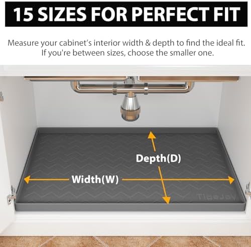 TigeJoy Under Sink Mats for Kitchen Waterproof 19" x 19", Cabinet Liner