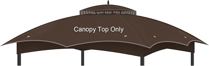 Replacement Gazebo Canopy Top Cover for 10 x 12, Double Tiered Waterproof Canopy Roof for Lowe's Allen Roth Gazebo #GF-12S004B-1 (Brown)
