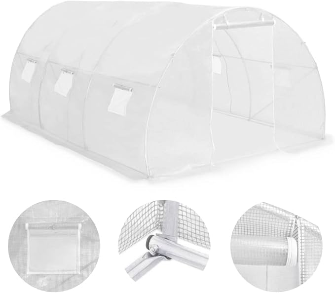 vidaXL Greenhouse, Spacious 145.3 ft² Coverage, Protective & Robust PE Mesh Fabric, Durable Galvanized Steel Frame, with 6 Windows and 1 Door, Ideal for Fruits, Vegetables, and Plants