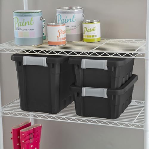 Sterilite 18-Pack Plastic Storage Bins with Lids, Stackable Containers, 4 Gallon, Black