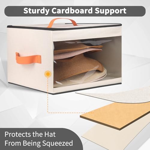 kushon Upgraded Hat Storage Box for Women & Men,Closet Hat Boxes Organizer Bag with Dustproof Lids,Cowboy Hat Box,Hat Carrier Case For Travel