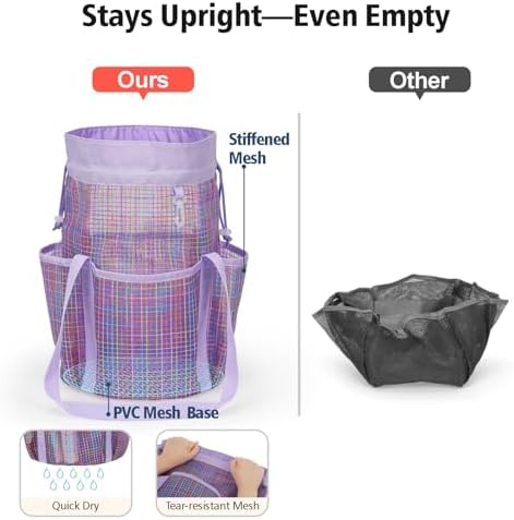 Mesh Shower Caddy Portable with Drawstring - 2-Handle Shower Bag for Dorm