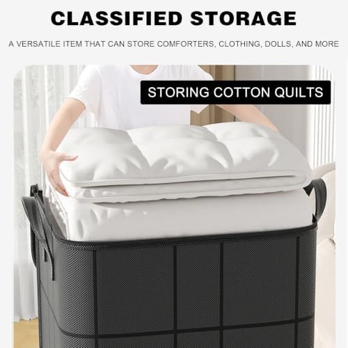 1PCS Portable Moving Storage Bags - Large Capacity Zippered Fabric Organizer for Bedding & Clothes - Foldable Heavy Duty Blanket Spacious Moving Storage Bins for Quilts, Comforters, L (150L)