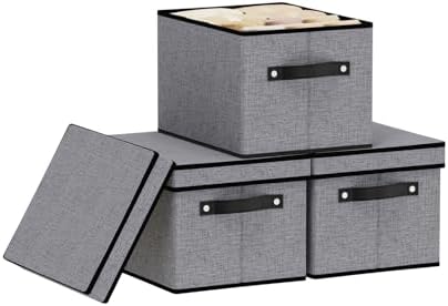Storage Box with Handles,10.2×7.8×6.7 In,Gray Bin,3-Pack