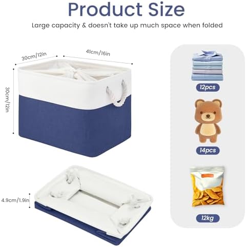 16x12x12 In Foldable Fabric Large Storage Bins with Handle 1 Pack