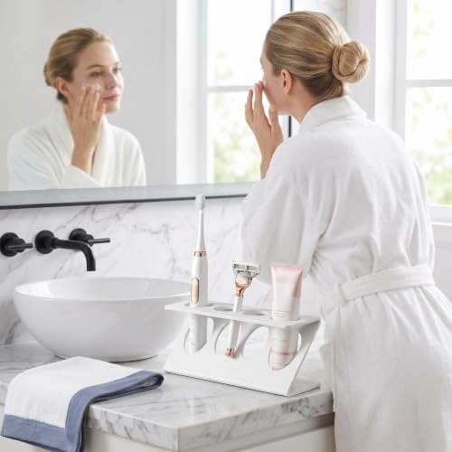 TKLNLQ Bathroom Sink Toothbrush Holder (Black) | It's perfect for holding all kinds of electric toothbrushes, makeup brushes, razors, and stuff like that.