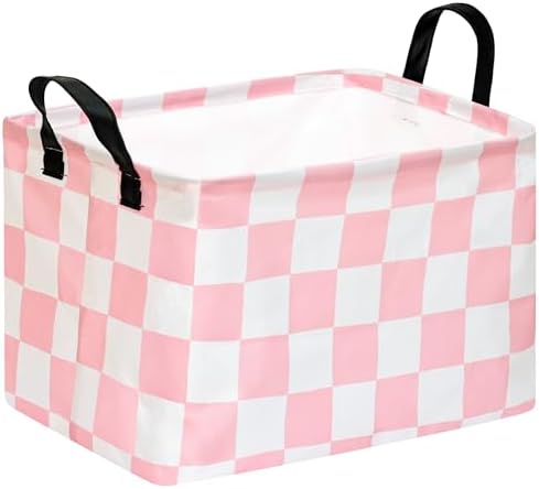 Kids Storage Basket Gift Basket for Girls Toy Organizer Nursery Bedroom Decor Waterproof Lined with Handles Pink Laundry Hamper