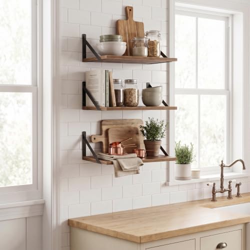 Floating Shelves 16 Inch Long, Set of 3, 10 Inch Deep Wall Shelves