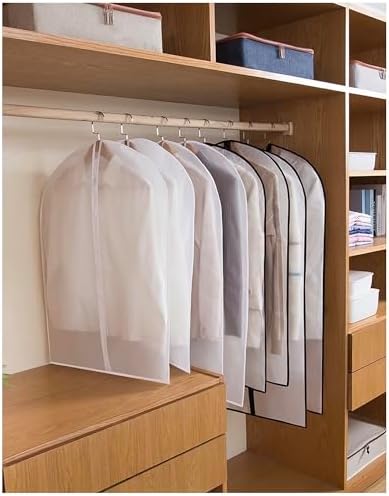 Hanging Garment Bags Hanging Clothes Bags (Set of 12) for Clothes Storage Bag with Zipper for Suit, Sweaters Travel Laundry Wardrobe Closet Garment Dust Cover Bags (White, 24'' x 48'')