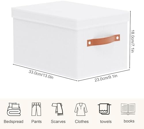 Fabric Storage Baskets,White Boxes,7.1 x 9.1 x 13In,5 Pack