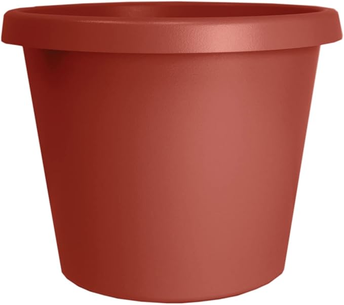 The HC Companies 16 Inch Round Prima Planter - Plastic Plant Pot with Rolled Rim for Indoor Outdoor Plants Flowers Herbs, Clay
