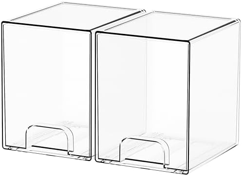 Yieach 2 Pack Clear Stackable Storage Drawers,7.6" H Baby Bottle Organizer,Acrylic Drawer Containers for Cosmetics,Skincare,Beauty Products,Cabinet,Vanity,Kitchen,Under Sink and Bathroom Storage Bins