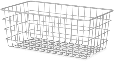 Whitmor 4 Pack Grey Wire Baskets for Organizing Office Wire Storage Baskets Wire Baskets Grey Metal Storage Baskets for Pantry Kitchen Bins Freezer