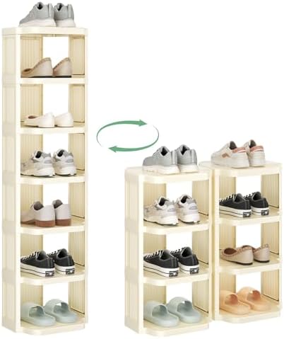 Kitstorack Vertical Shoe Rack: 8 Tiers Stackable Shoe Rack for Closet DIY Free Standing Shoe Organizer Small Shoe Shelf for Small Spaces and Narrow Spaces Plastic, White