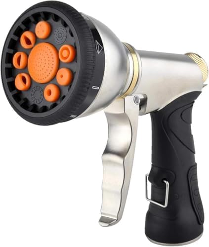 Garden Hose Nozzles 9 Adjustable Patterns Hose Spray Nozzle Heavy Duty Metal Hose Nozzle Spray Slip Resistant Water Sprayer for Cleaning/Watering Lawn Garden/Pets Shower/Car Washing