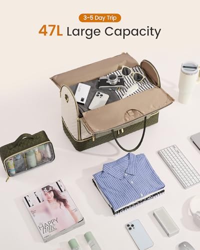 LOVEVOOK Convertible Travel Duffle Bag for Women Men, Garment Bag for Travel, Quilted Overnight Weekender Carry On Duffel Bags for Airplane, Suit Bags for Trip, Business