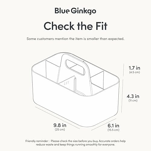 BLUE GINKGO Stackable Organizer Caddy, Rectangle, White, Made in Korea