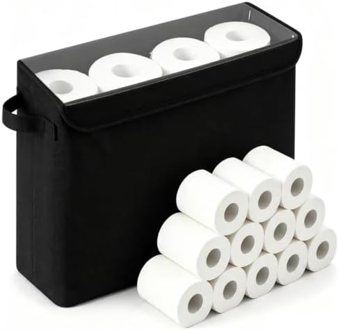 Cupid Cupid Toilet Paper Baskets - Toilet Paper Storage with Lid, Holds 12 Regular or 9 Mega Rolls, Extra Cover Slim Tissue Holder Cabinet, Narrow Container Bin Organizer Box for Bathroom