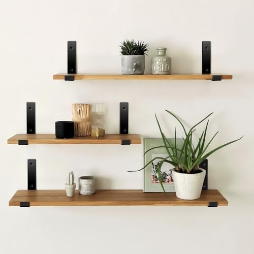 10 Pack - 11.25" L x 6" H x 1.5" W J Lip Shelf Brackets Rustic Farmhouse Iron Wall Floating Shelf Bracket Metal Shelf Bracket Industrial Shelf Supports with Screws Black