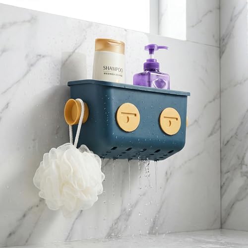 Noamus 6 Pack Bath Toy Storage Organizer Basket, 3 Layers Wall Mounted Hanging Shower Caddy, Plastic Robot Modeling Kitchen Shelf with Hook, No Drilling Colorful Toy Holder for Kid Bathtub Shampoo
