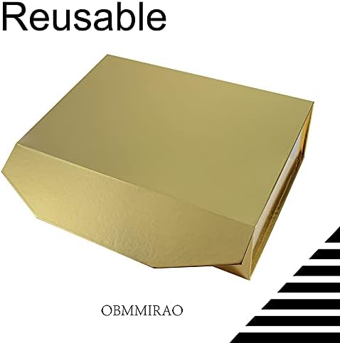Gold Magnetic Large Gift Box with Lid, 13x9x4 Inches, 5Pcs