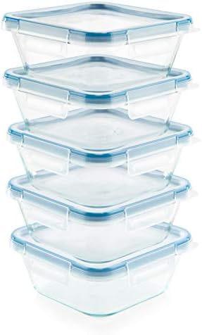 Snapware Total Solutions (10-Pack, 4 Cup) Glass Food Storage Containers Set, Airtight & Leakproof Locking BPA-Free Lids, Freezer Dishwasher Microwave Safe