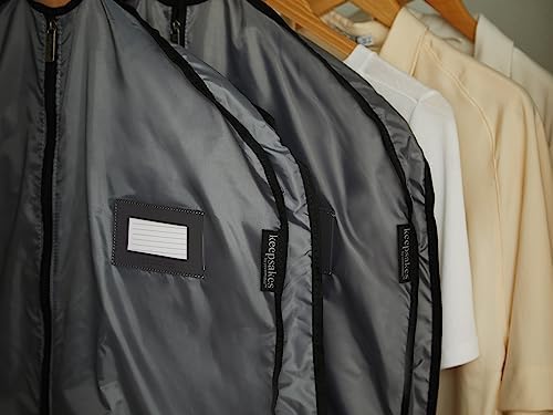 Covermates Deluxe Garment Bag Set for Closet Storage & Travel – Heavy Duty Hanging Suit & Dress Bags with ID Window, Accessory Pockets & Carrying Handles – Premium Wardrobe Protection, Grey