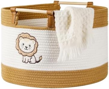Large Blanket Basket Living Room 35L Baby Laundry Basket Toy Bin for Babies Toddlers Storage Baskets for Organizing Toys, Woven Cotton Rope Laundry Hamper for Nursery Storage Boy Gift Baskets Empty