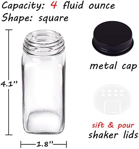 Churboro 25 Pack Glass Spice Jars with Labels, 4oz Spice Containers