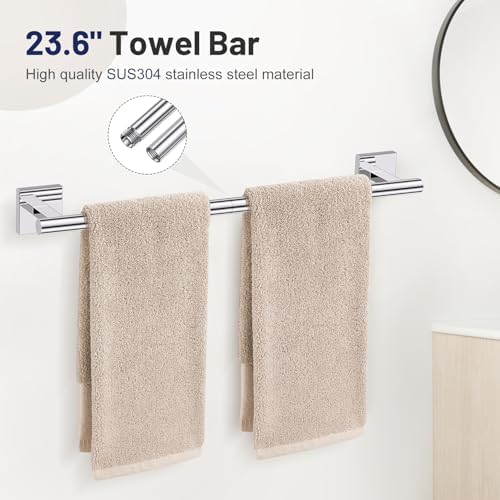 Lairuier Bathroom Hardware Set Polish Chrome, Towel Holder Set Wall Mounted