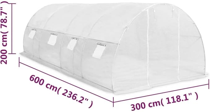 vidaXL Greenhouse White PE mesh Fabric, Galvanized Steel 194ft²