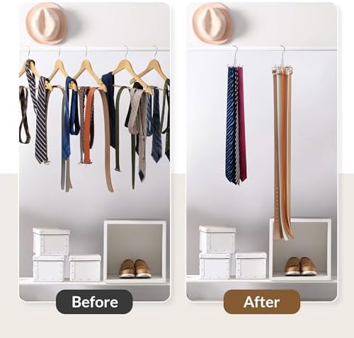 ZEDODIER Tie Hanger for Closet, Rotating Tie Organizer, Holds 8 Ties