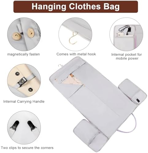 Scothen Convertible Travel Garment Bag, Carry On Garment Duffle Bag with Toiletry and Shoe bag, Garment Bags for Travel, 2 in 1 Hanging Dress Suitcase Suit Travel Bags for Women with USB Charging Port