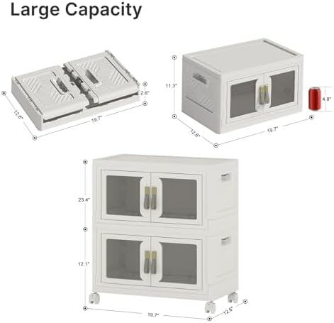 168QT Stackable Storage Bins with Lids, 42Gal Foldable Storage Cabinets