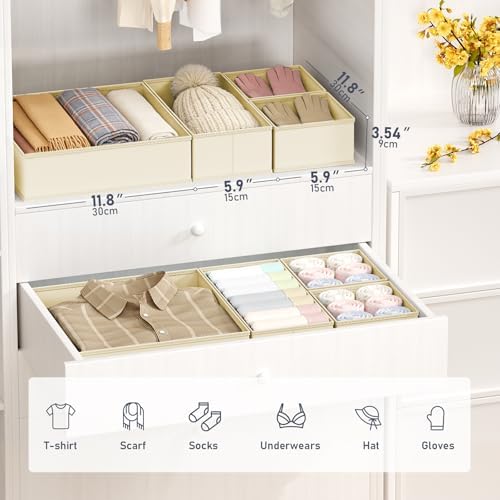 DIMJ Drawer Organizer Clothes - 26 Pack Baby Dresser Organizer for Nursery Closet Organization, Fabric Drawer Organizer Bins for Underwears Socks Bras, Foldable Storage Dividers for Bedroom