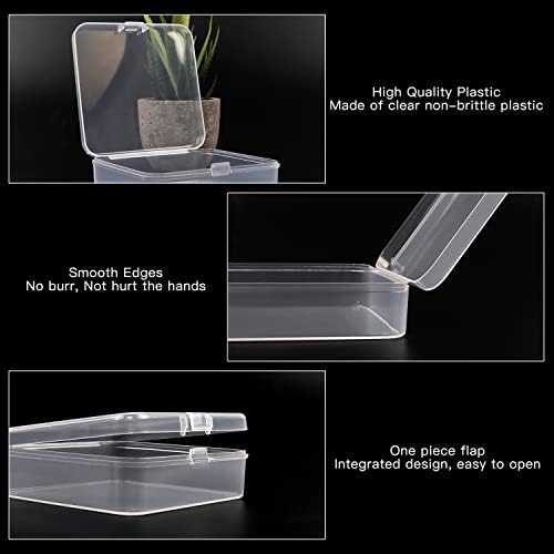 Rocutus 24 Pack Small Clear Plastic Storage Containers with Lids,Beads Storage Box with Hinged Lid for Beads,Earplugs,Pins, Small Items, Crafts, Jewelry, Hardware (3.7 x 3.7 3 x 1.1 Inches)