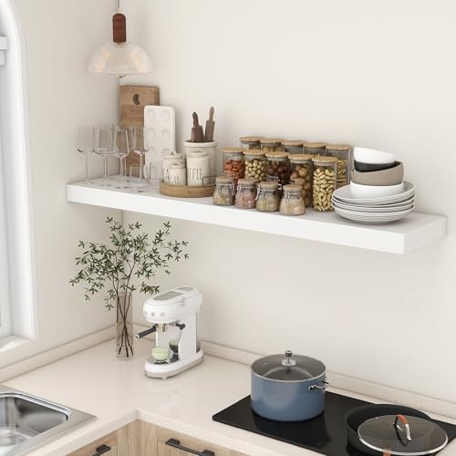 FLYJOE Deep Floating Shelves, 55'' x 12'' White Shelves for Wall Set of 1