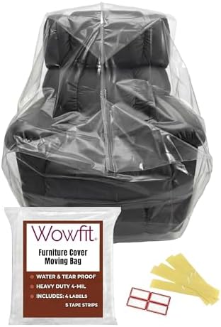 Wowfit 4mil Furniture Cover for Moving, Chair Storage Bag, 34Wx42.1Dx65/48H