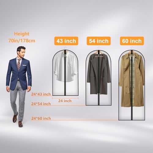 Travel Garment Suit Bag 43" for Hanging Clothes Storage for Men Suits Shirt